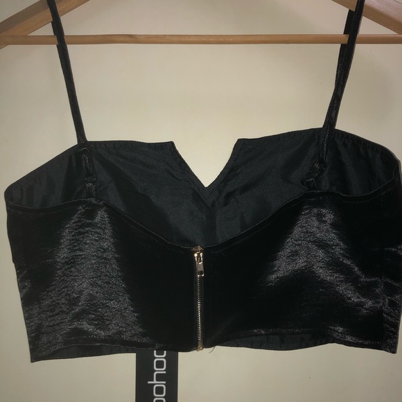 Black Satin Bralet top. Size: U.K. 10. - Picture 4 of 6